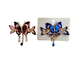 Two Elegant Butterfly Tassel Hair Claw Clips